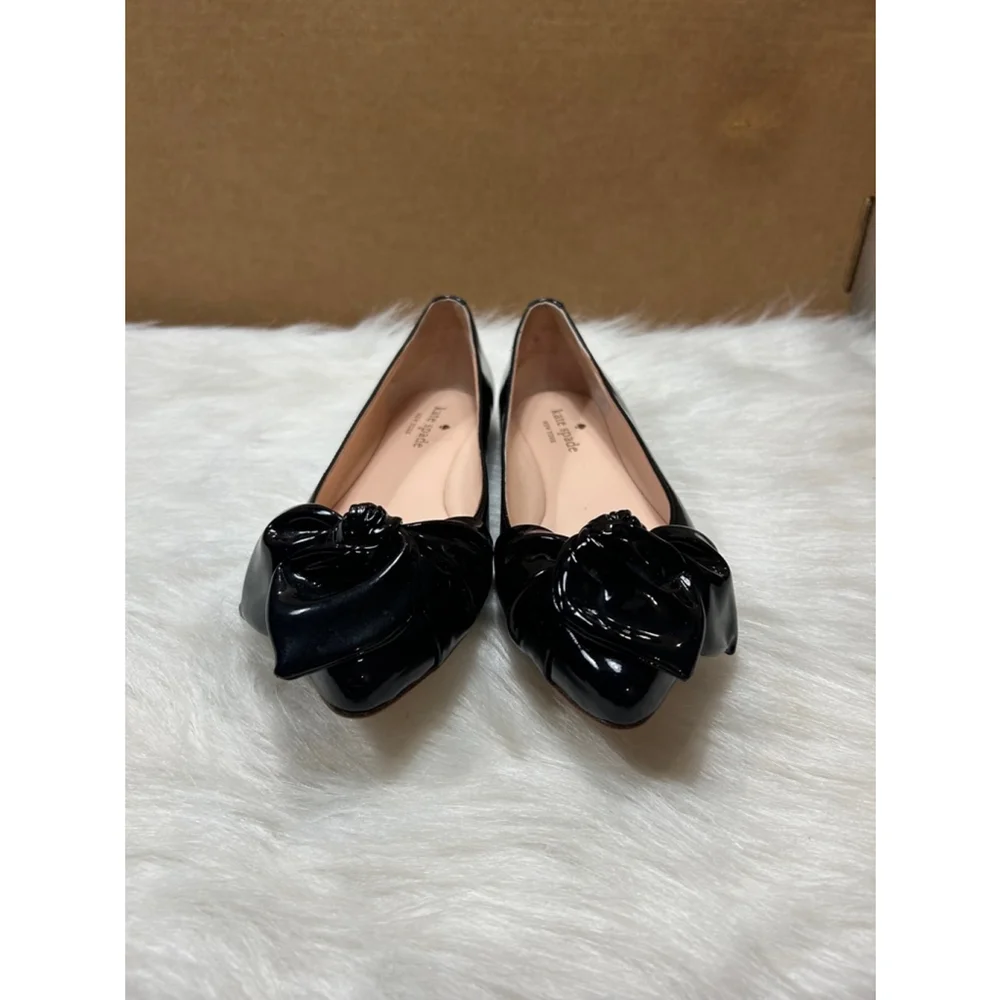 Kate Spade New York Patent Leather Nancy Flats Black Women Size 6.5 - Picture 2 of 7